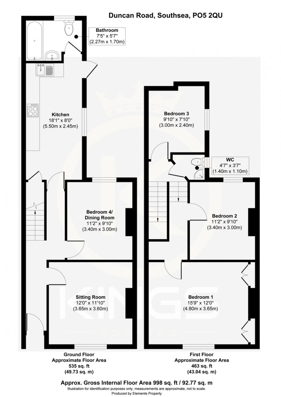 Floorplan for Duncan Road, Southsea